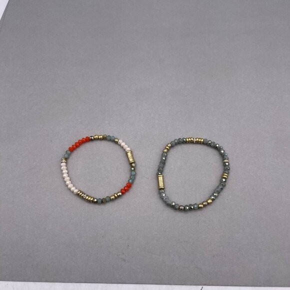 Spartina Lot of Two Faceted Beaded Gold Tone Stretch Bracelet - Picture 4 of 4